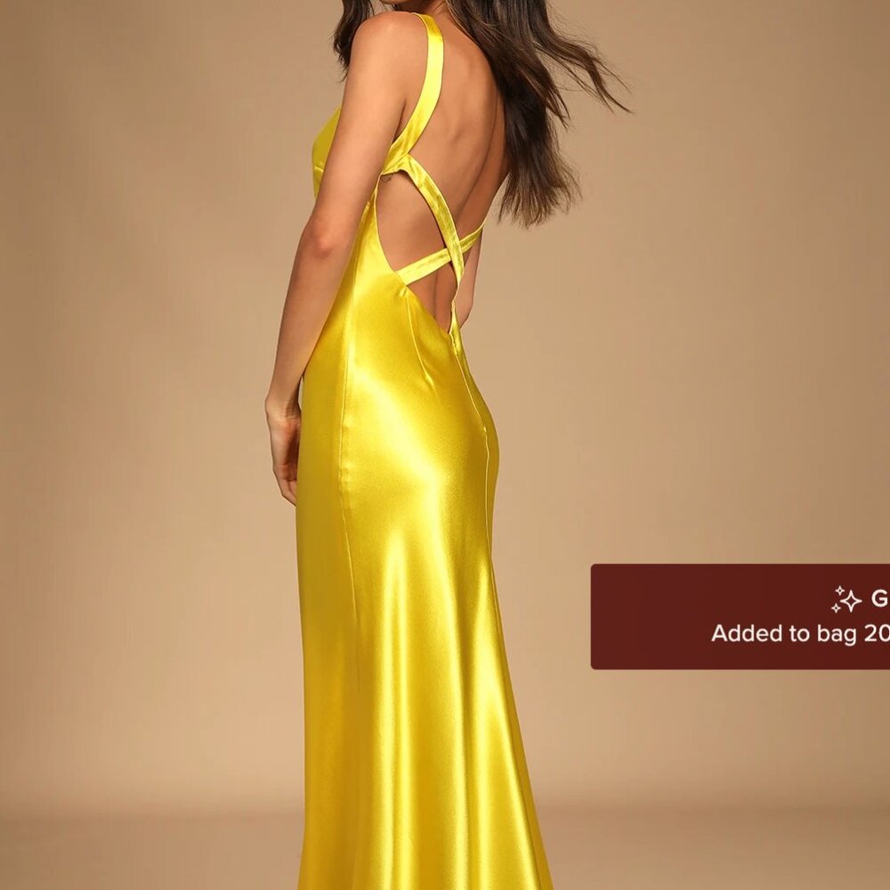 Lulus Yellow Maxi Formal Dress Medium